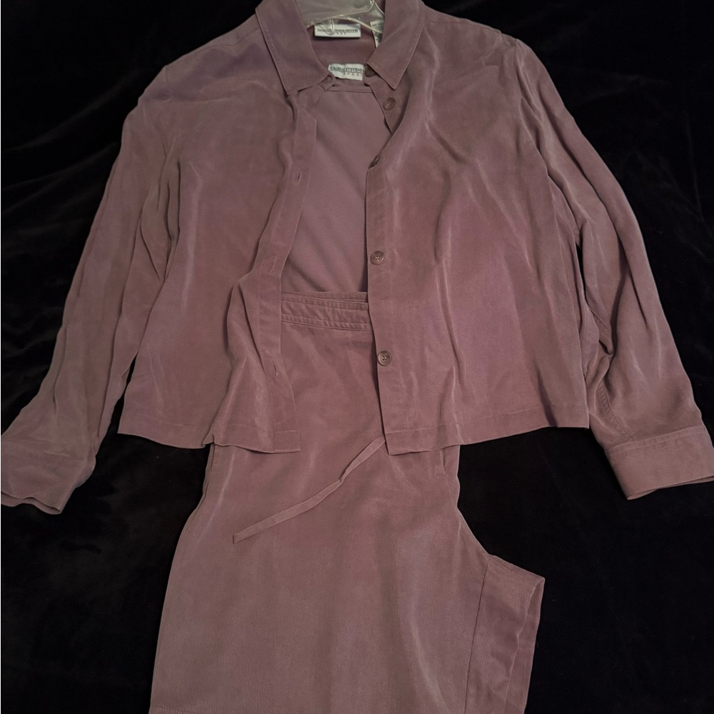 Valerie Stevens Purple Button-Up Blouse and Pant Suit
